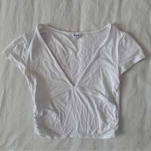 Garage White V-Neck Crop Top